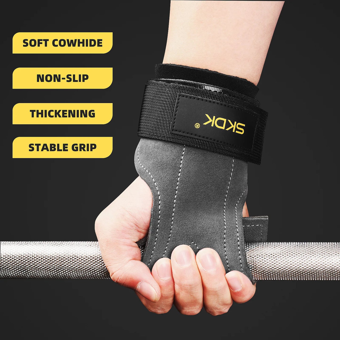 Cowhide Palm Protection Wear-resistant Non-slip Wrist Protection Equipment Fitness Weightlifting Booster Belt Deadlift Pull-ups