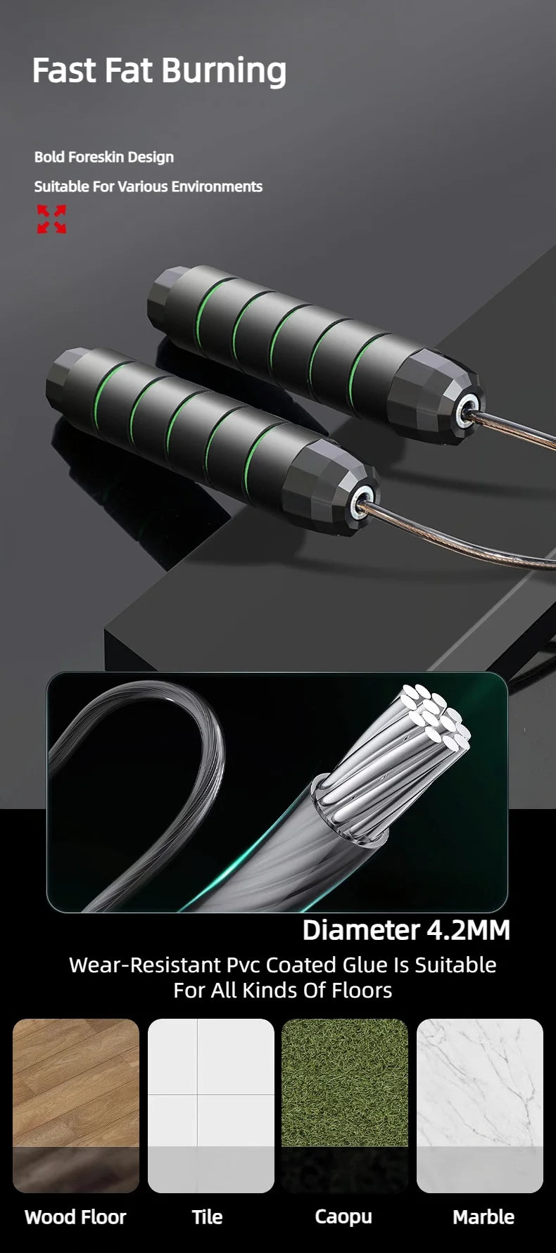 The New Jump Rope Steel Wire Skipping Exercise Adjustable Jumping Fitness Workout Training Home Sport Equipment Tangle-Free